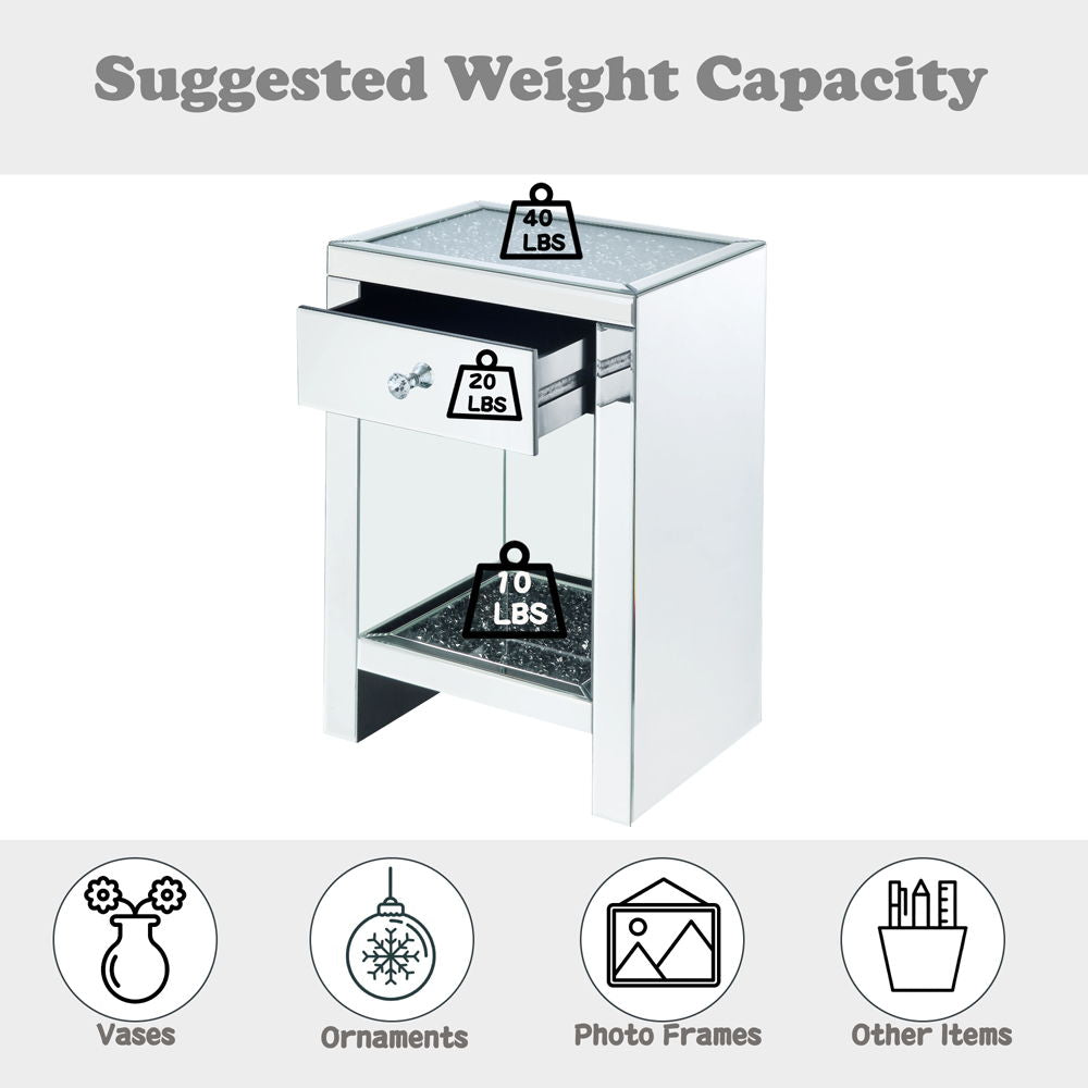 Noralie - 26"H Accent Table - Mirrored & Faux Diamonds - Urban Living Furniture (Los Angeles, CA)