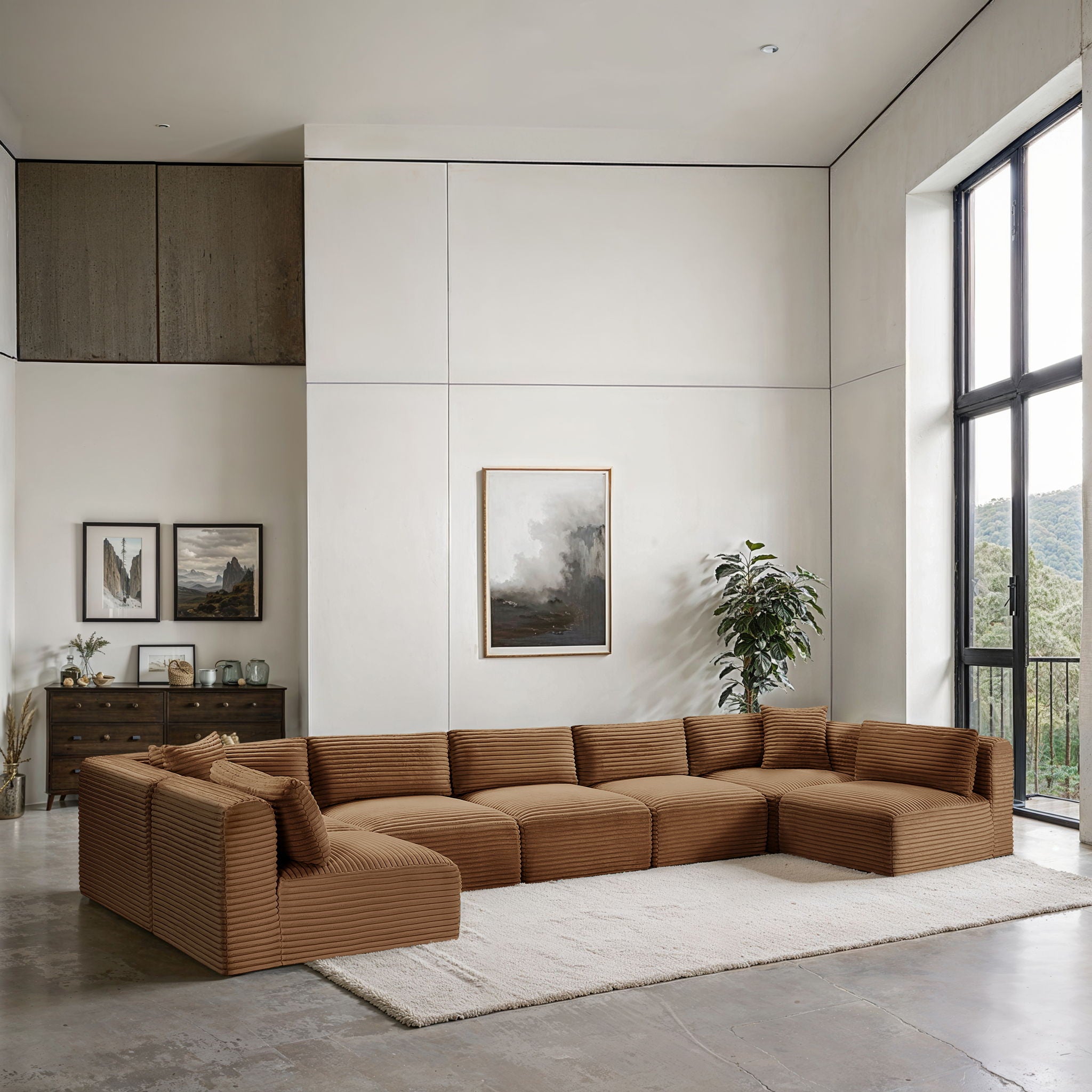 Shaggy - Fabric 7 Piece Modular U-Shaped Armless Sectional - Urban Living Furniture (Los Angeles, CA)