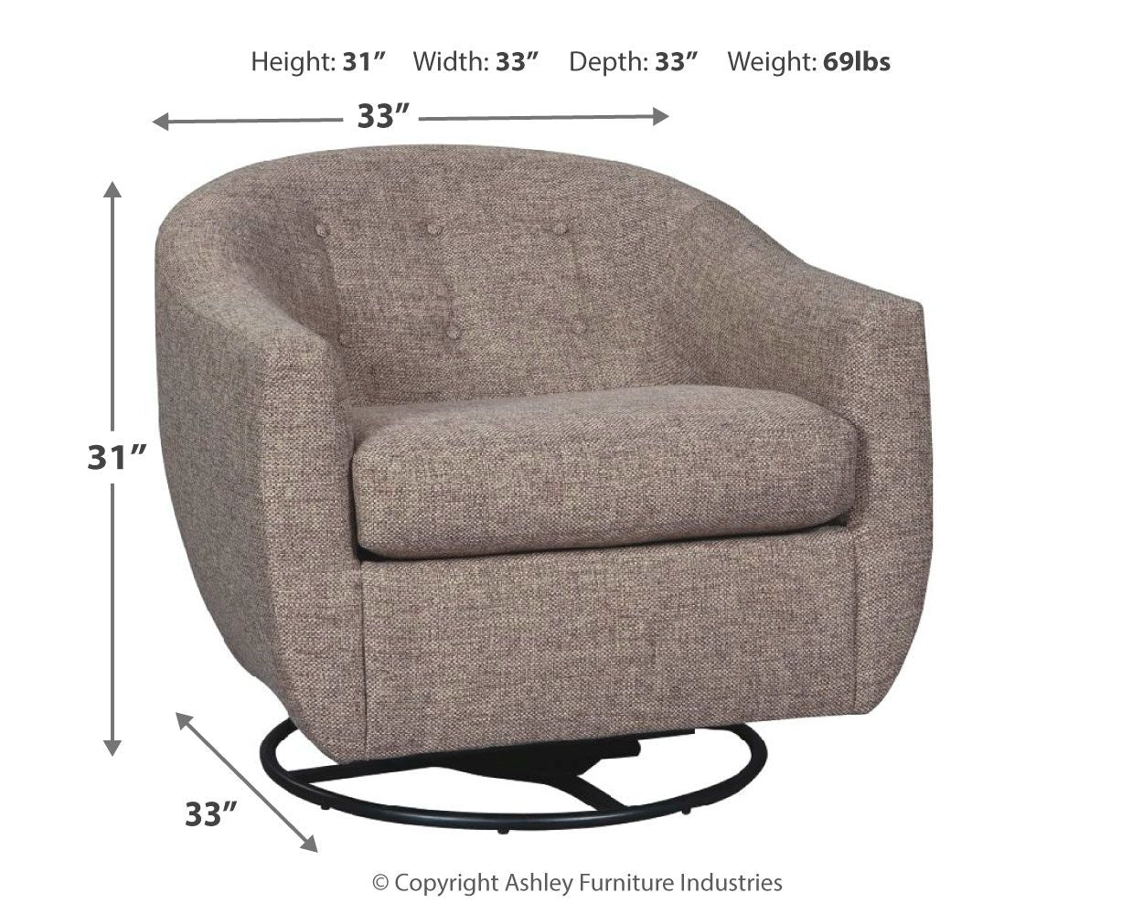 Upshur - Taupe - Swivel Glider Accent Chair - Urban Living Furniture (Los Angeles, CA)