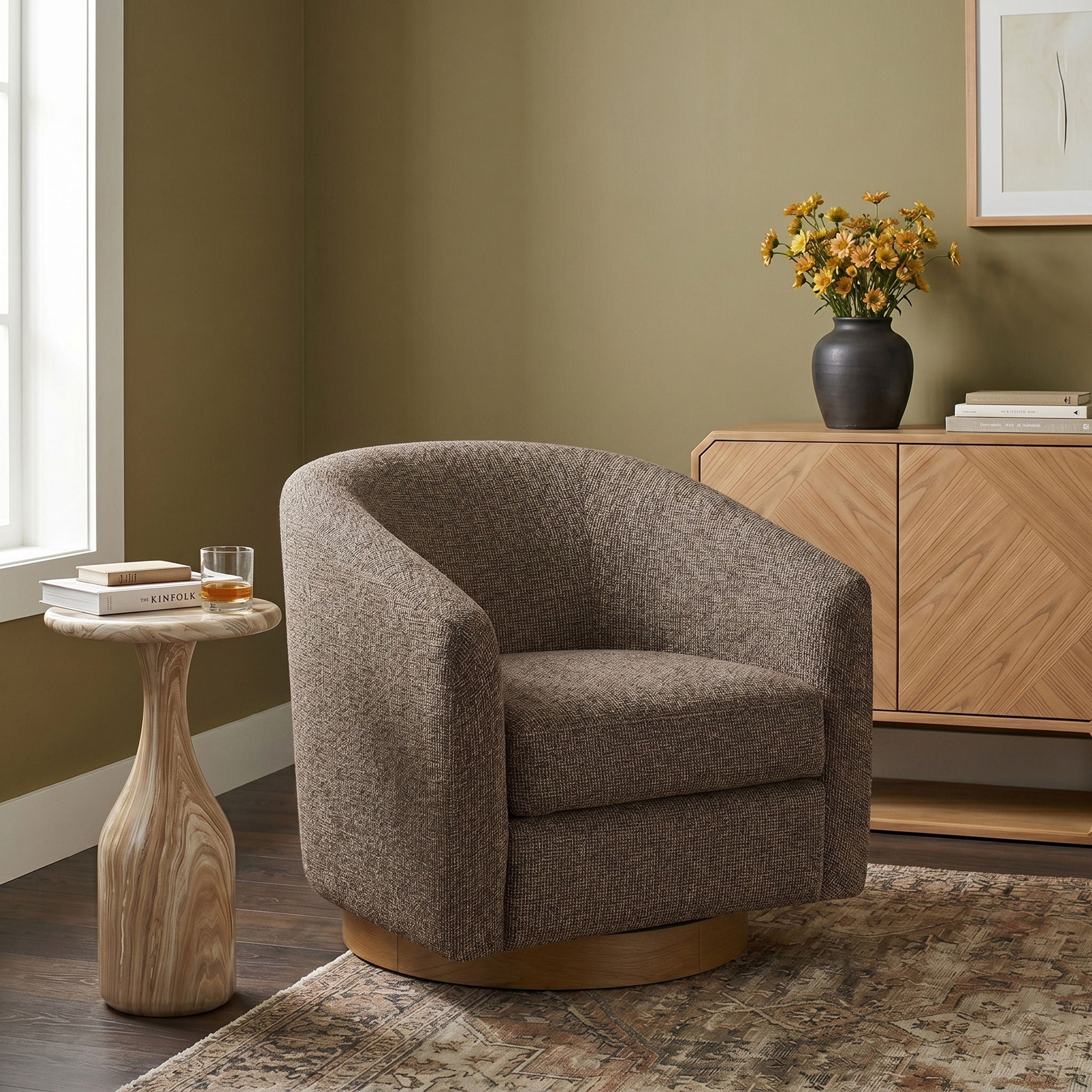 Modra - Performance Fabric Upholstered Swivel Accent Chair - Urban Living Furniture (Los Angeles, CA)