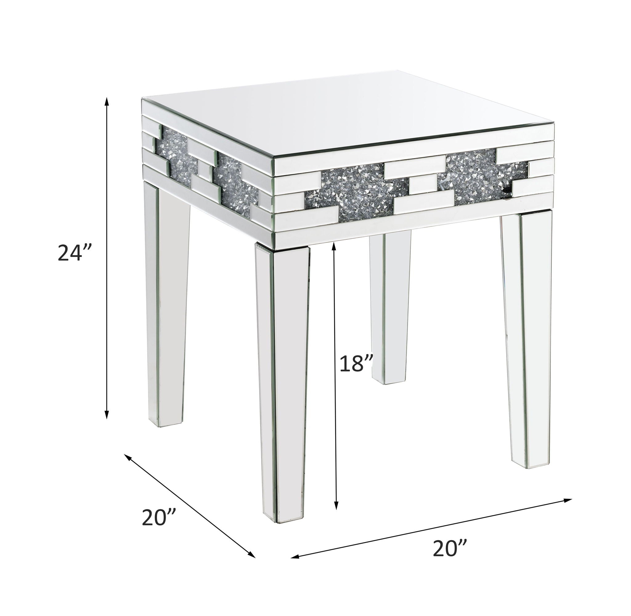Noralie - 20" Square End Table With Faux Diamonds - Mirrored - Urban Living Furniture (Los Angeles, CA)