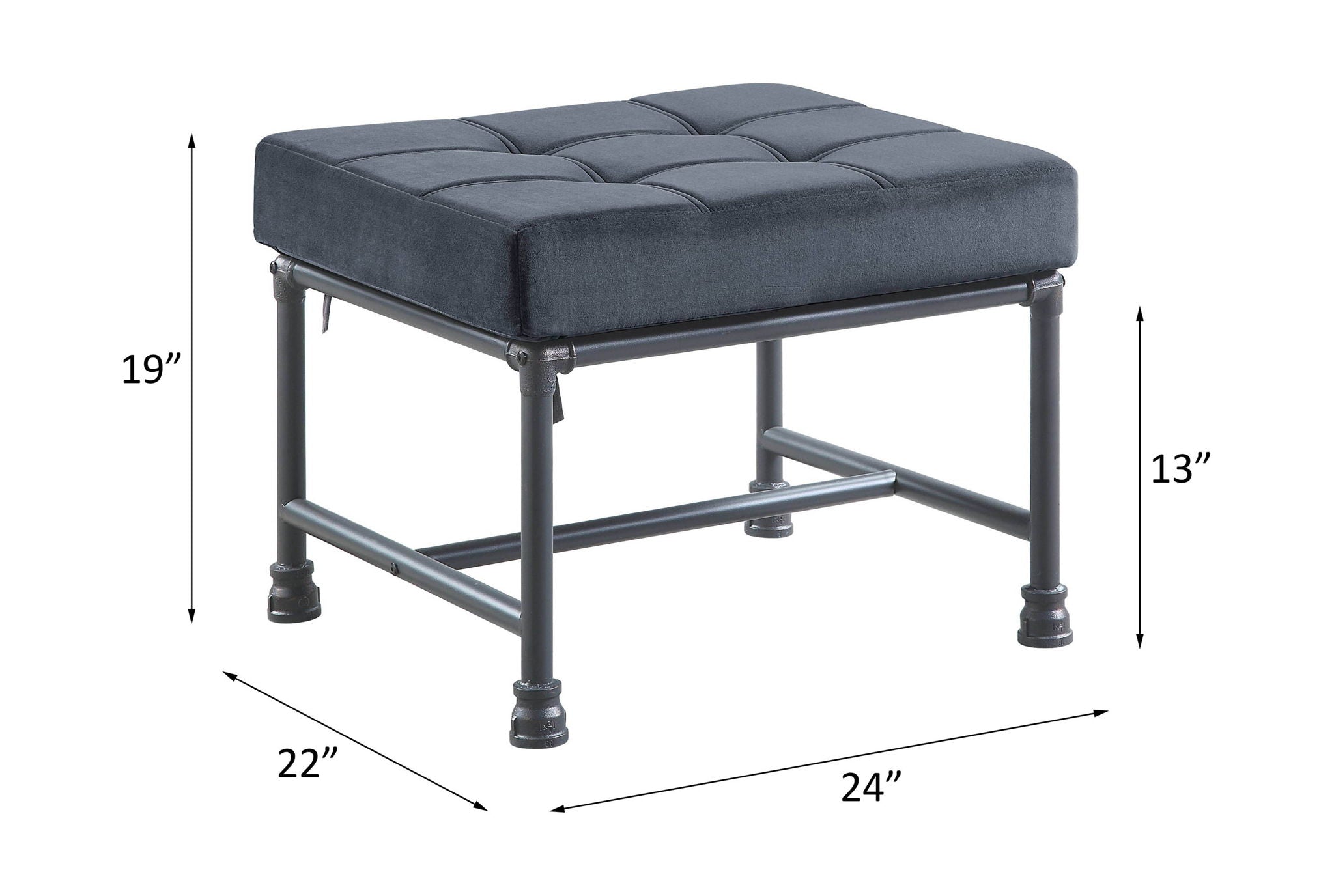 Brantley - Ottoman - Gray Velvet & Sandy Gray - Urban Living Furniture (Los Angeles, CA)