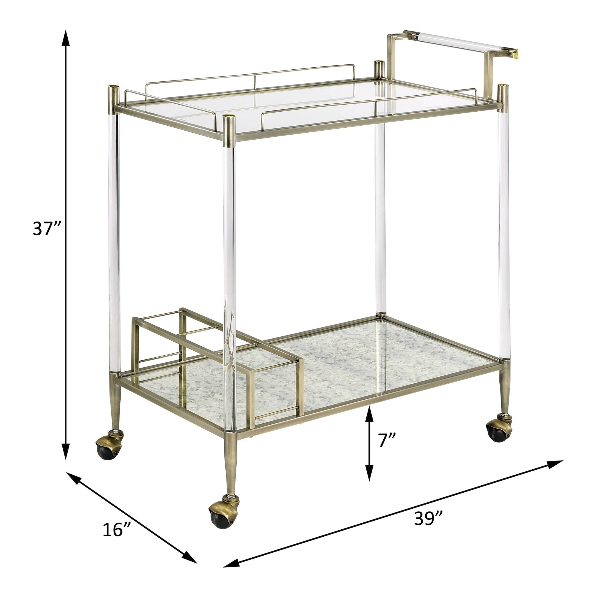 Cirro - Serving Cart - Antique Mirror & Wire Brass - Urban Living Furniture (Los Angeles, CA)