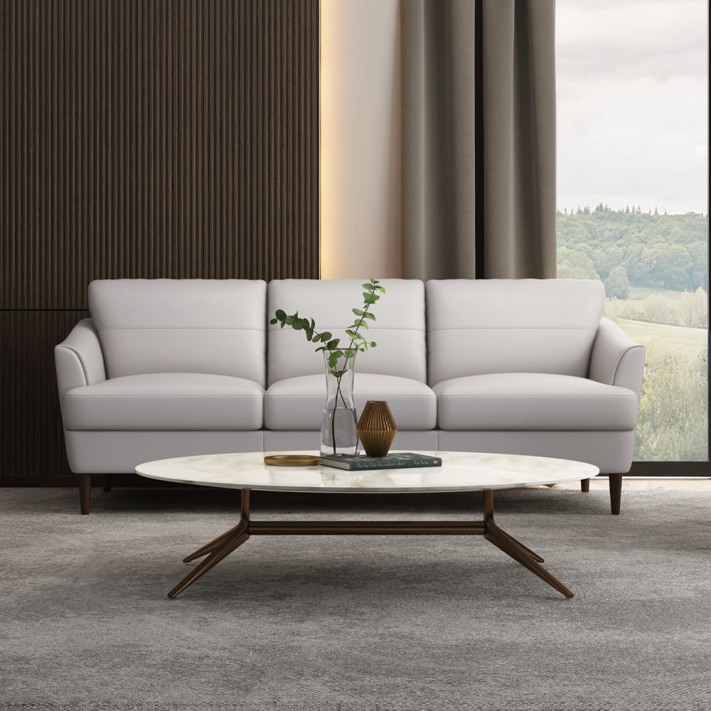 Helena - Sofa - Pearl Gray Leather