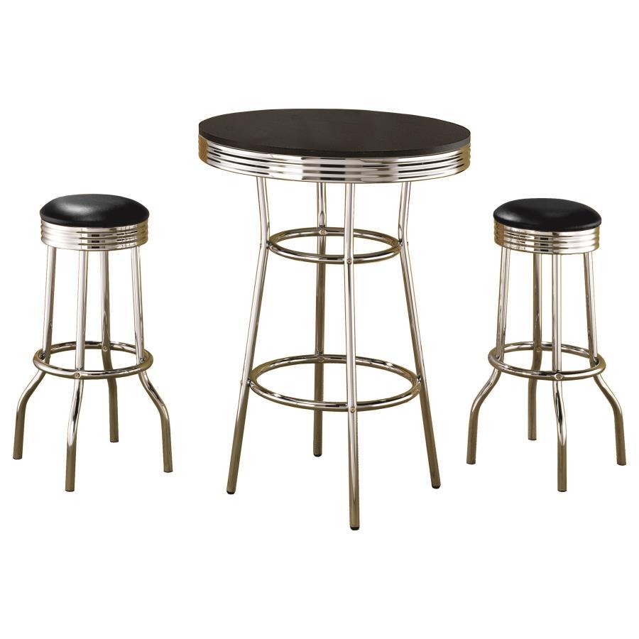 Retro - 3 Pieces Round 1950s Bistro Pub Bar Table Set