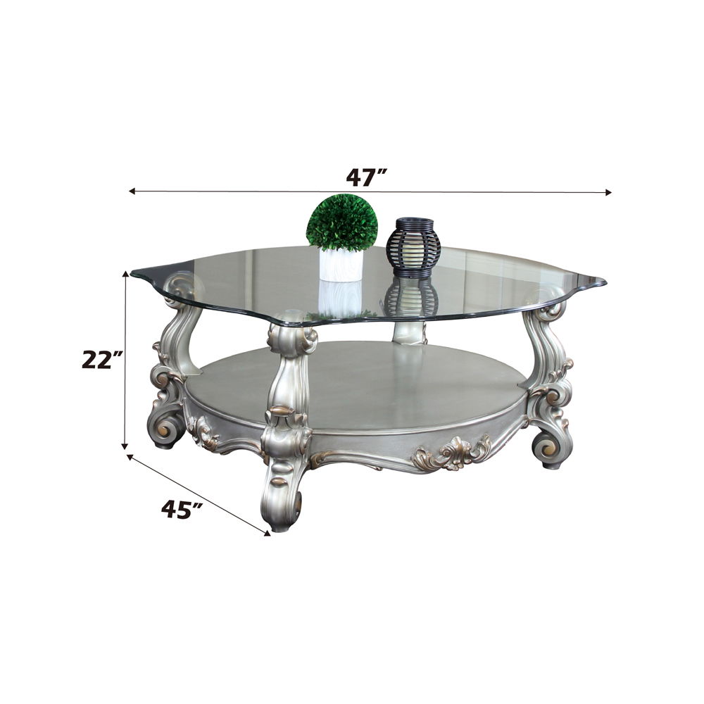 Versailles - 22" Coffee Table - Clear Glass & Antique Platinum - Urban Living Furniture (Los Angeles, CA)