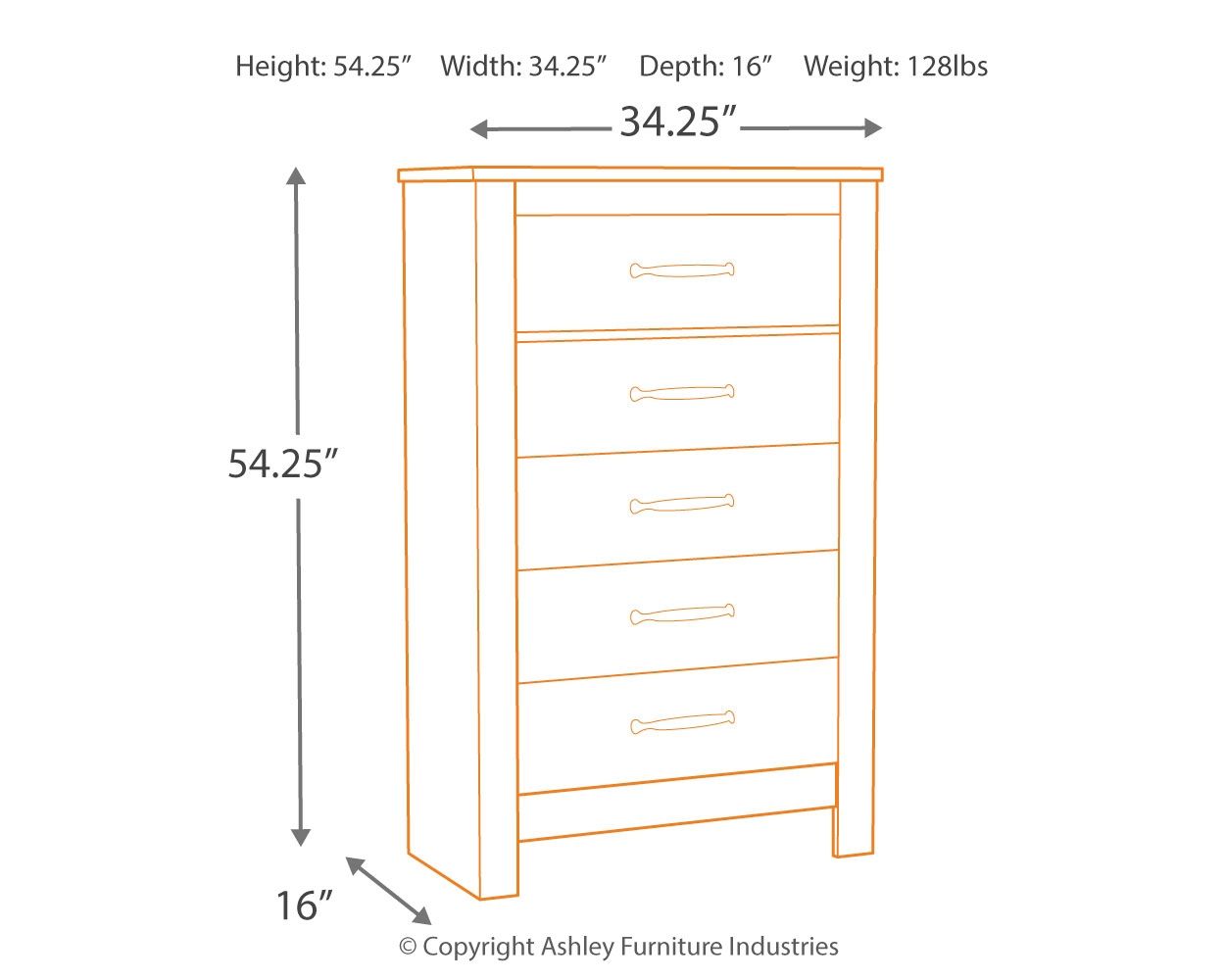 Bellaby - Whitewash - Five Drawer Chest - Urban Living Furniture (Los Angeles, CA)