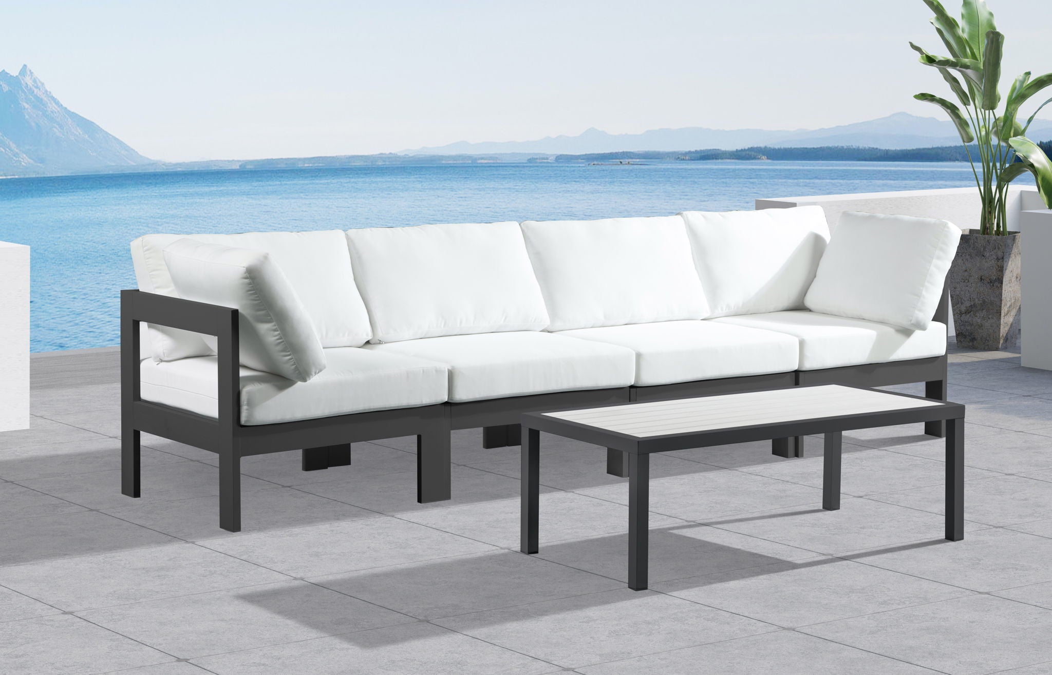 Nizuc - Outdoor Patio 4 Seat Modular Sofa With Gray Frame - Urban Living Furniture (Los Angeles, CA)