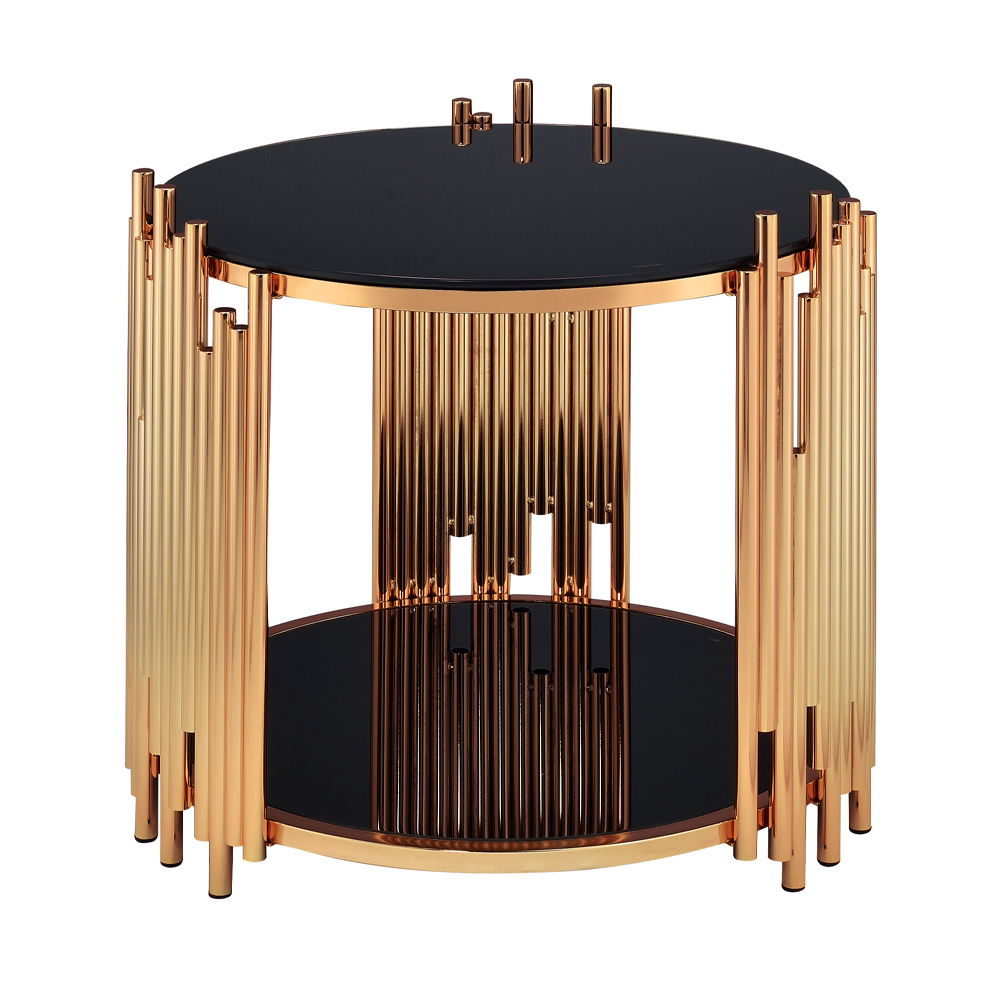 Tanquin - End Table - Black Glass & Gold - Urban Living Furniture (Los Angeles, CA)