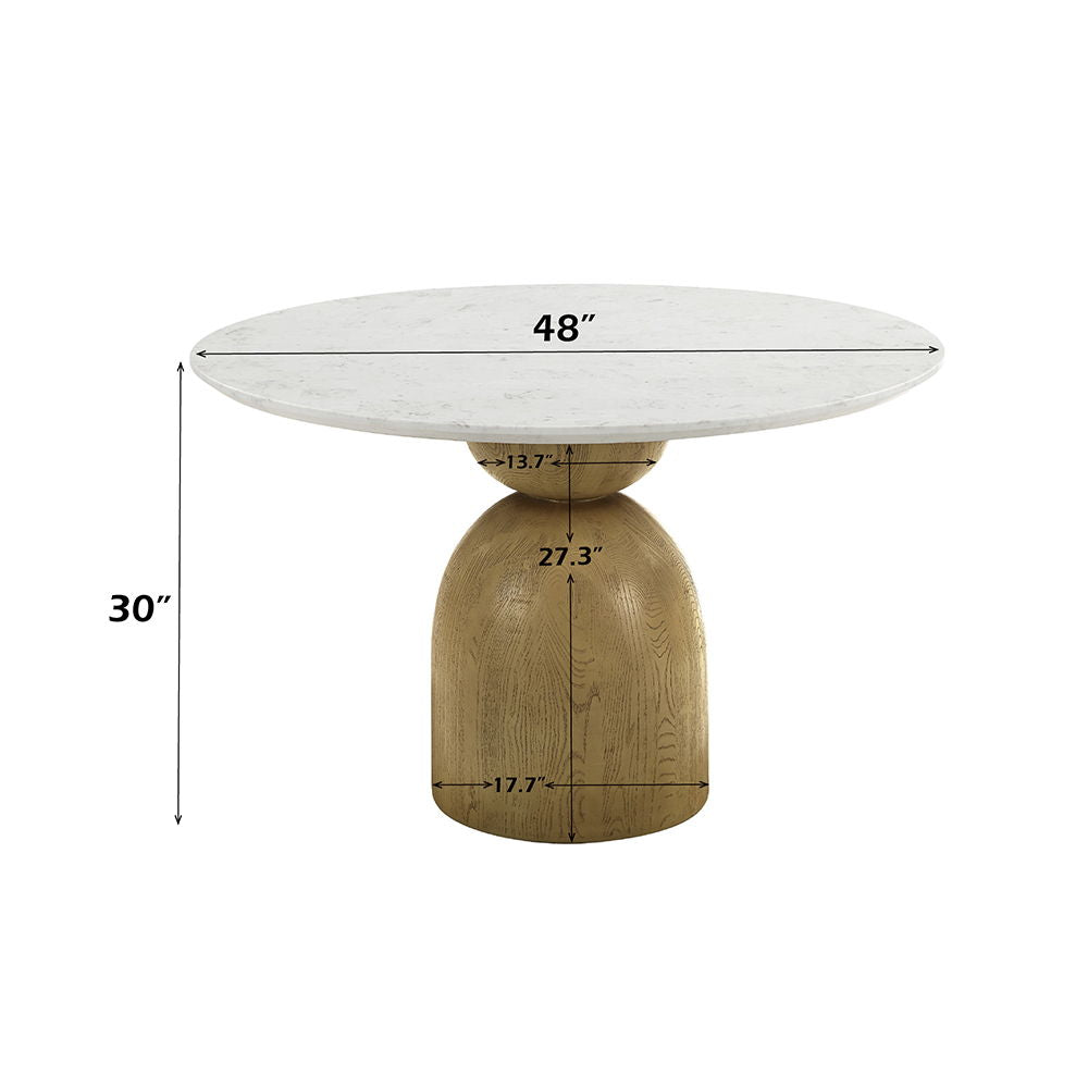 Kala - Round Dining Table With Marble Top - Natural Marble Top & Oak - Urban Living Furniture (Los Angeles, CA)