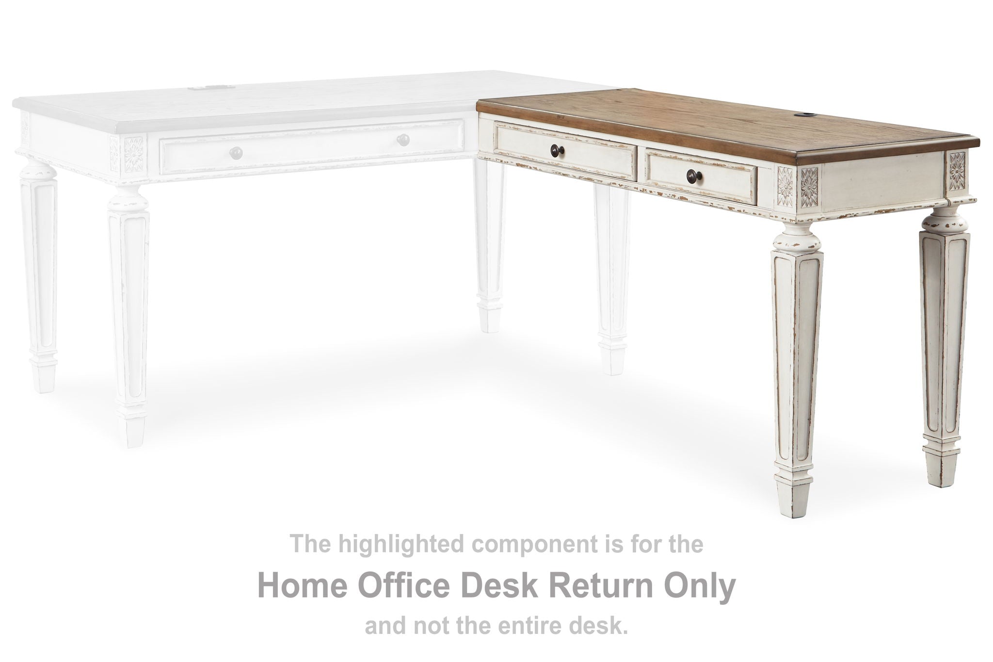 Realyn - White / Brown - Home Office Desk Return - Urban Living Furniture (Los Angeles, CA)