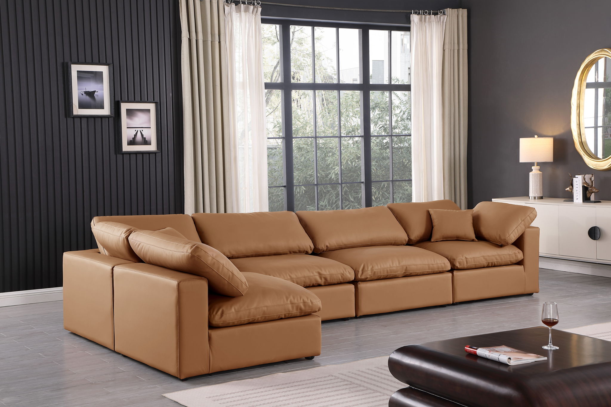Comfy - 5 Piece Faux Leather Modular Sectional - Urban Living Furniture (Los Angeles, CA)