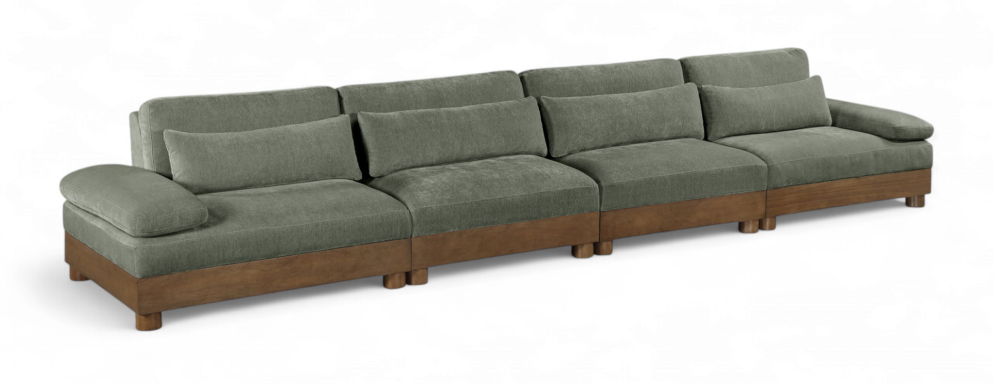 Turin - Chenille Fabric Upholstered Modular Sectional - Green