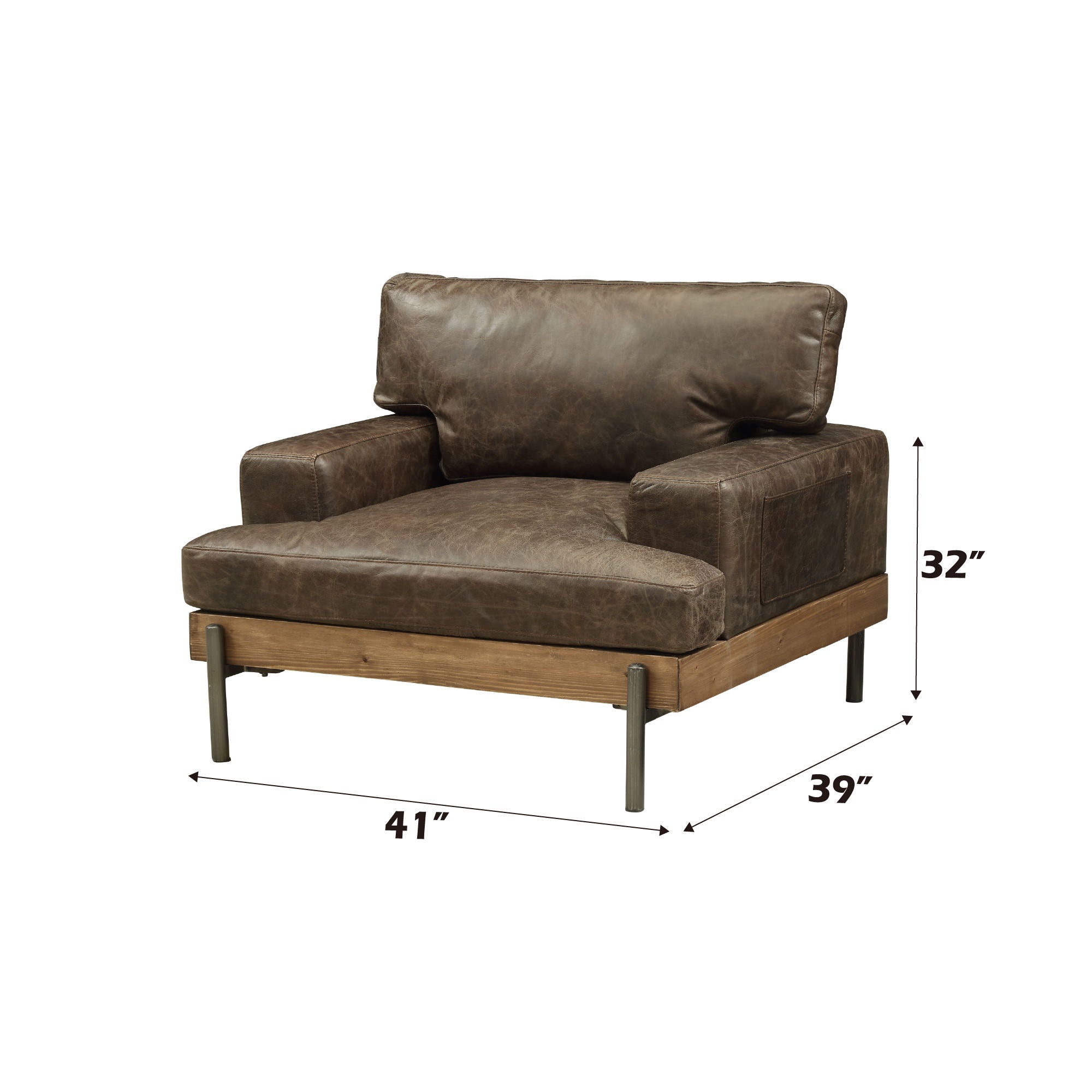 Silchester - Chair - Distress Chocolate Top Grain Leather & Oak - Urban Living Furniture (Los Angeles, CA)
