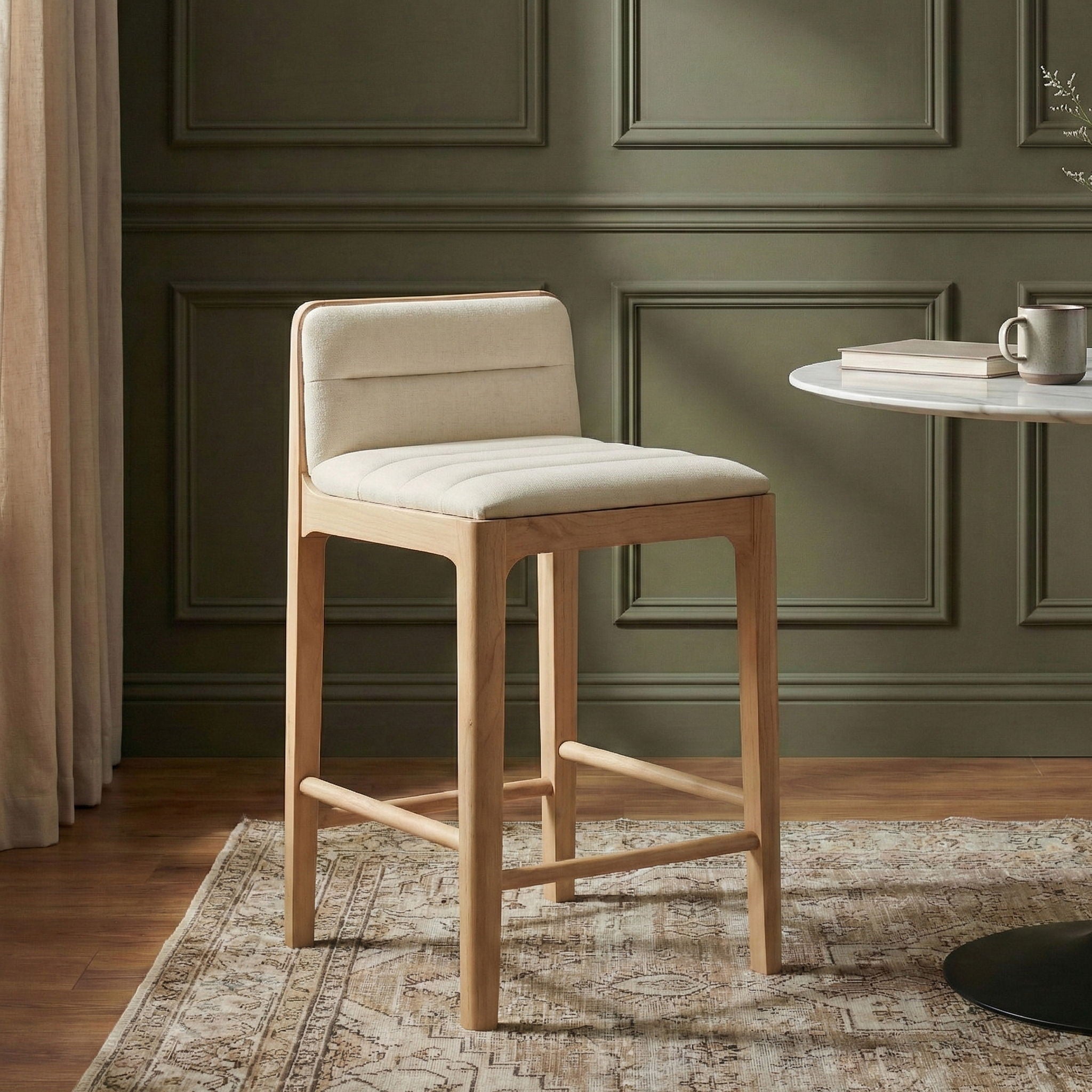 Ellis - Vegan Leather Upholstered Counter Stool (Set of 2) - Natural Base - Urban Living Furniture (Los Angeles, CA)