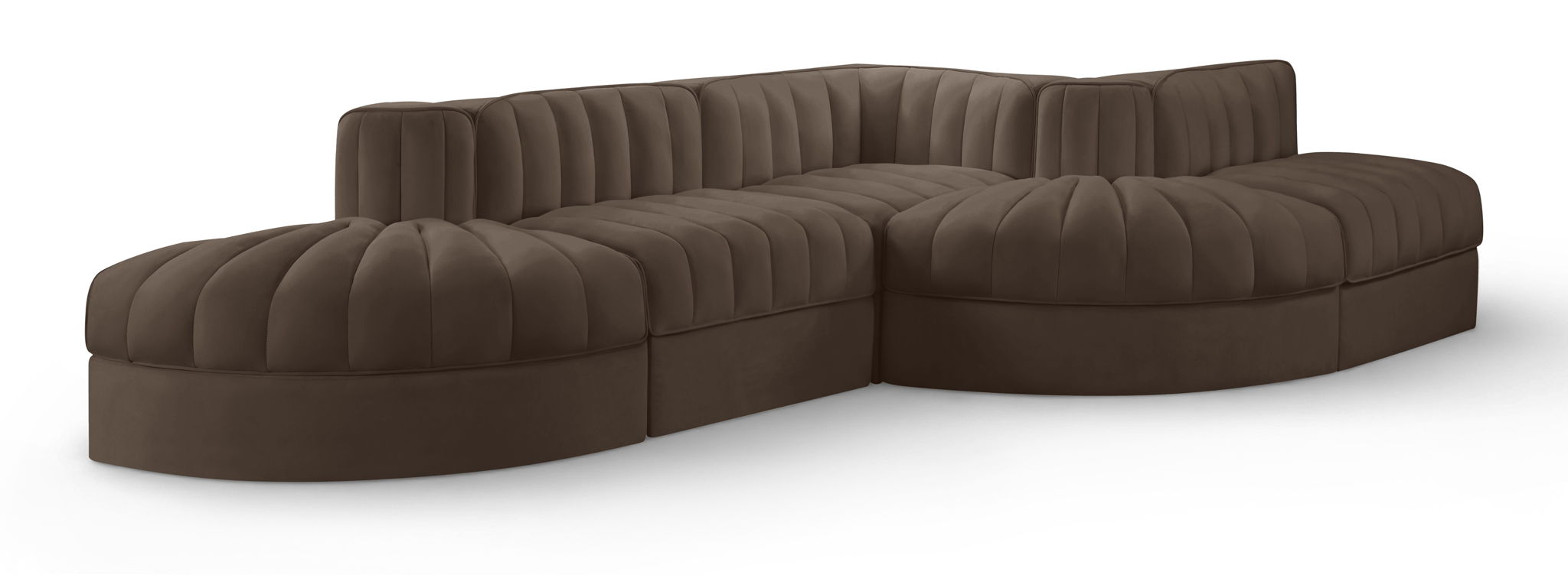 Rummi - Rounded Velvet Performance Fabric Upholstered 5 Piece Modular Sectional - Urban Living Furniture (Los Angeles, CA)