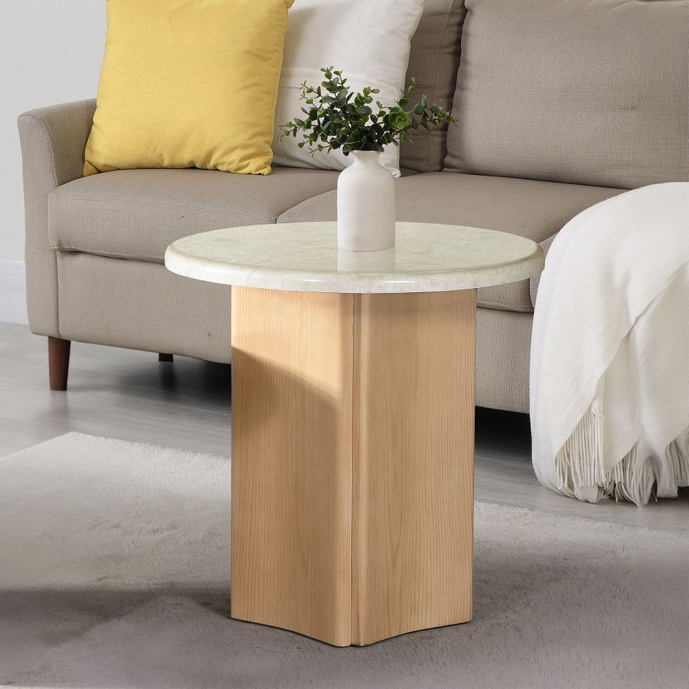 Qwin - End Table With Marble Top - Marble Top & Oak - Urban Living Furniture (Los Angeles, CA)
