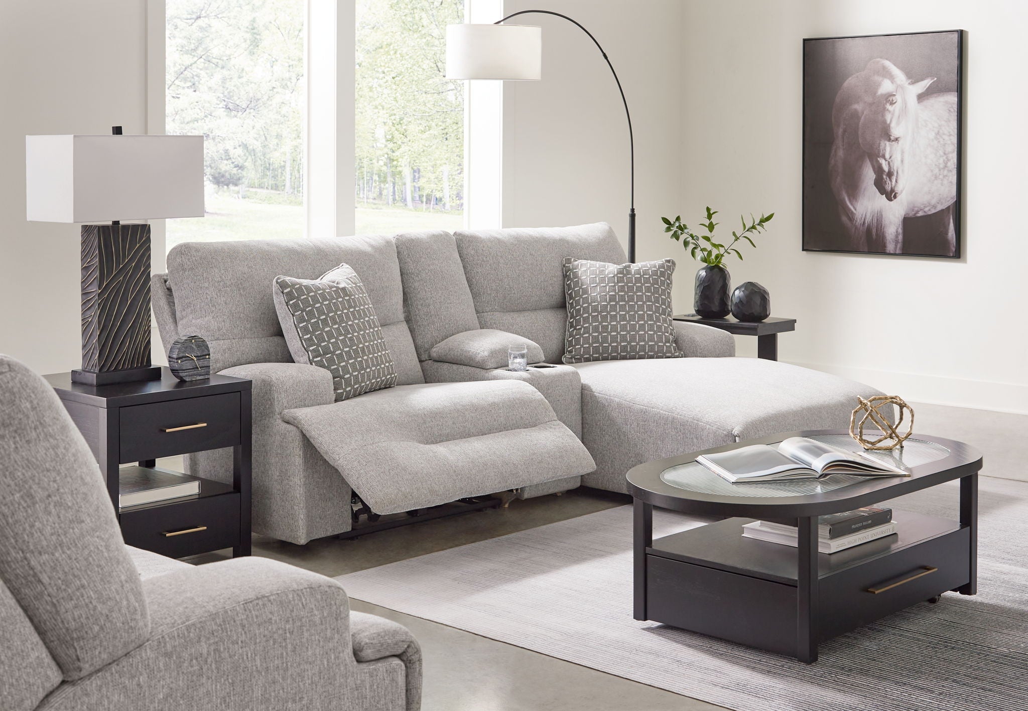 Acklen Place - 4 Pc. - 3-Piece Power Reclining Sectional Sofa With Raf Chaise, Wide Seat Power Recliner - Pewter - Urban Living Furniture (Los Angeles, CA)