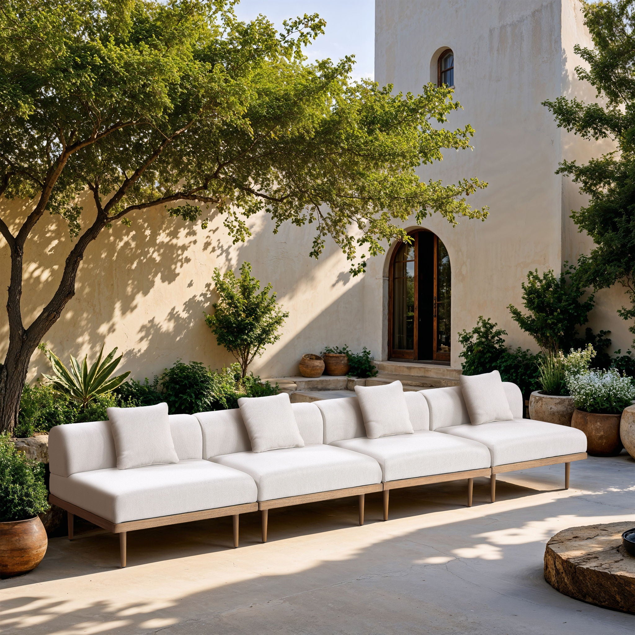 Laguna - 4 Piece 142" Upholstered Outdoor Patio Modular Armless Sofa - Urban Living Furniture (Los Angeles, CA)