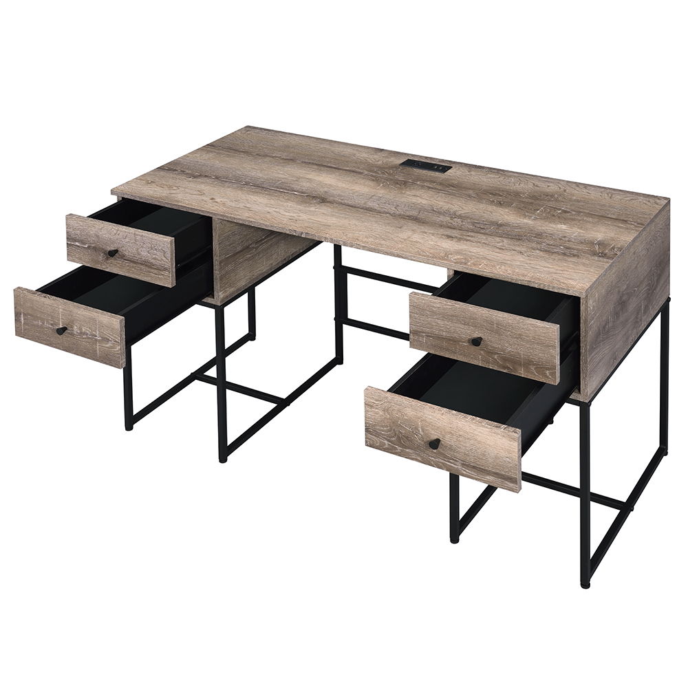 Desirre - Writing Desk With USB - Rustic Oak & Black - Urban Living Furniture (Los Angeles, CA)