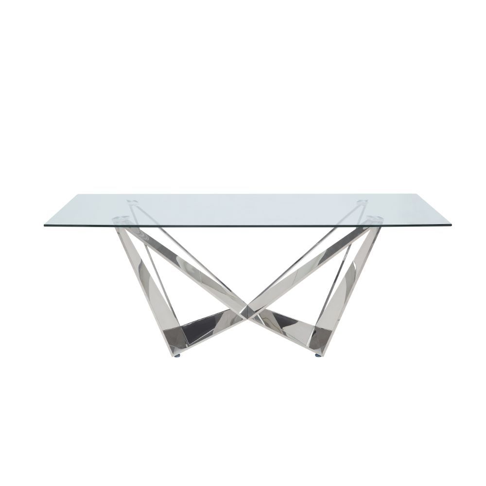 Dekel - Dining Table - Clear Glass Top & Stainless Steel - Urban Living Furniture (Los Angeles, CA)