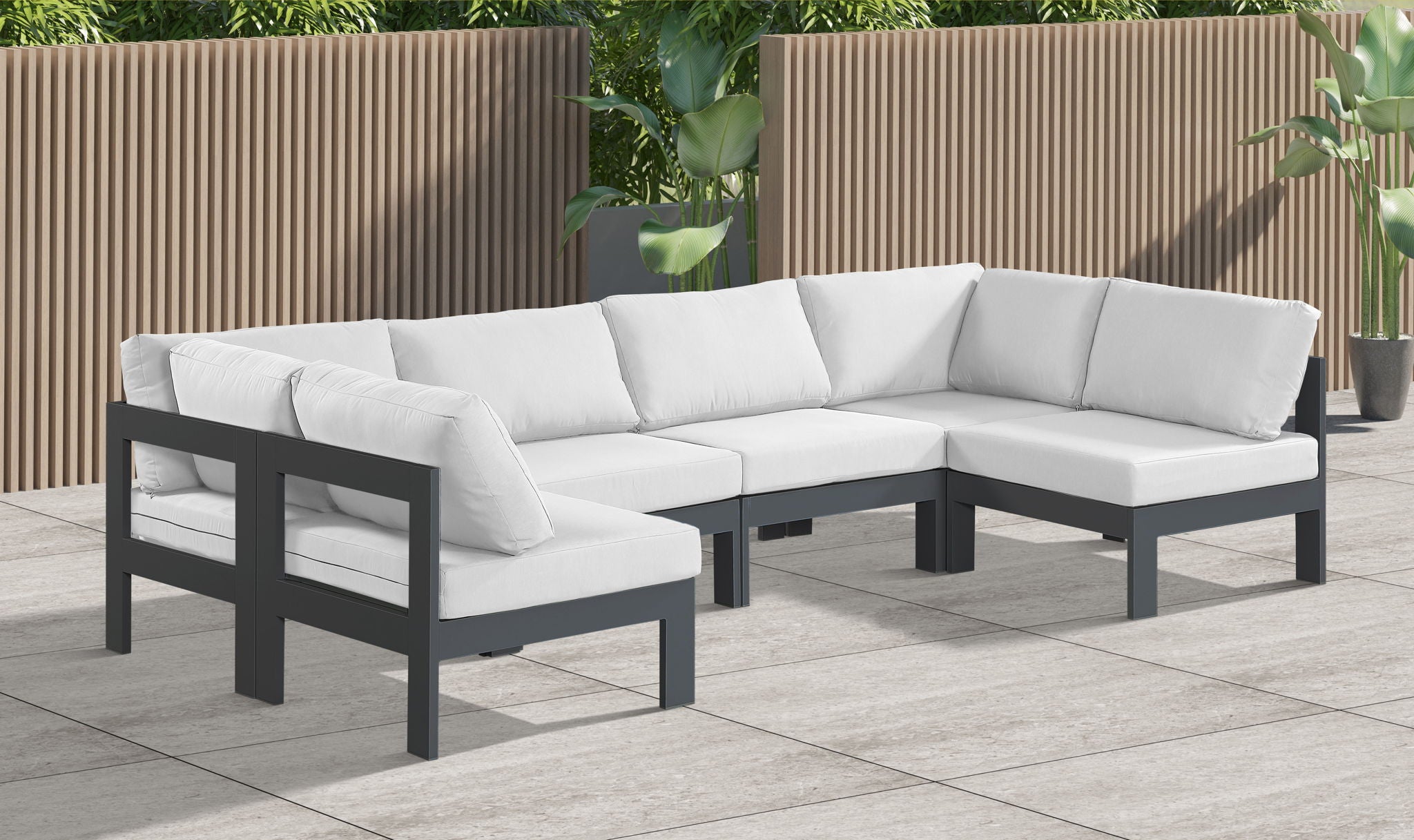 Nizuc - Outdoor Patio 6 Piece Modular Sectional With Gray Frame - Urban Living Furniture (Los Angeles, CA)