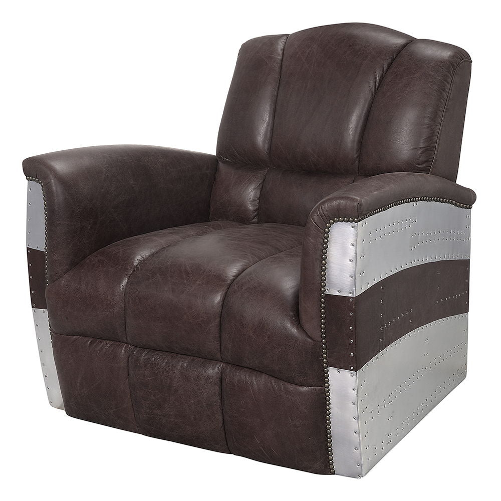 Brancaster - Accent Chair - Retro Brown Top Grain Leather & Aluminum - Urban Living Furniture (Los Angeles, CA)