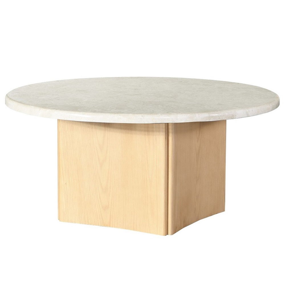 Qwin - Coffee Table With Marble Top - Marble Top & Oak - Urban Living Furniture (Los Angeles, CA)