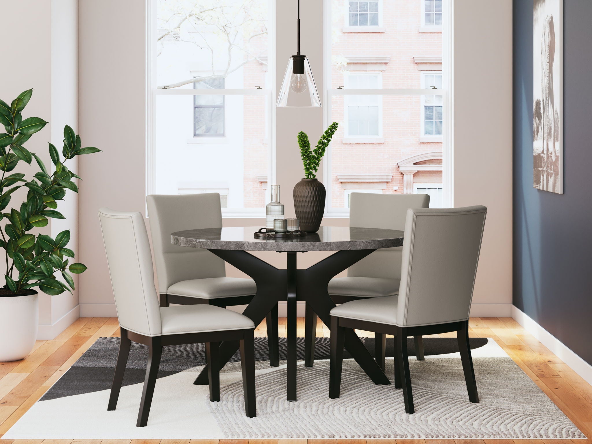 Glinari - Taupe / Black - 5 Pc. - Dining Room Table, 4 Side Chairs - Urban Living Furniture (Los Angeles, CA)