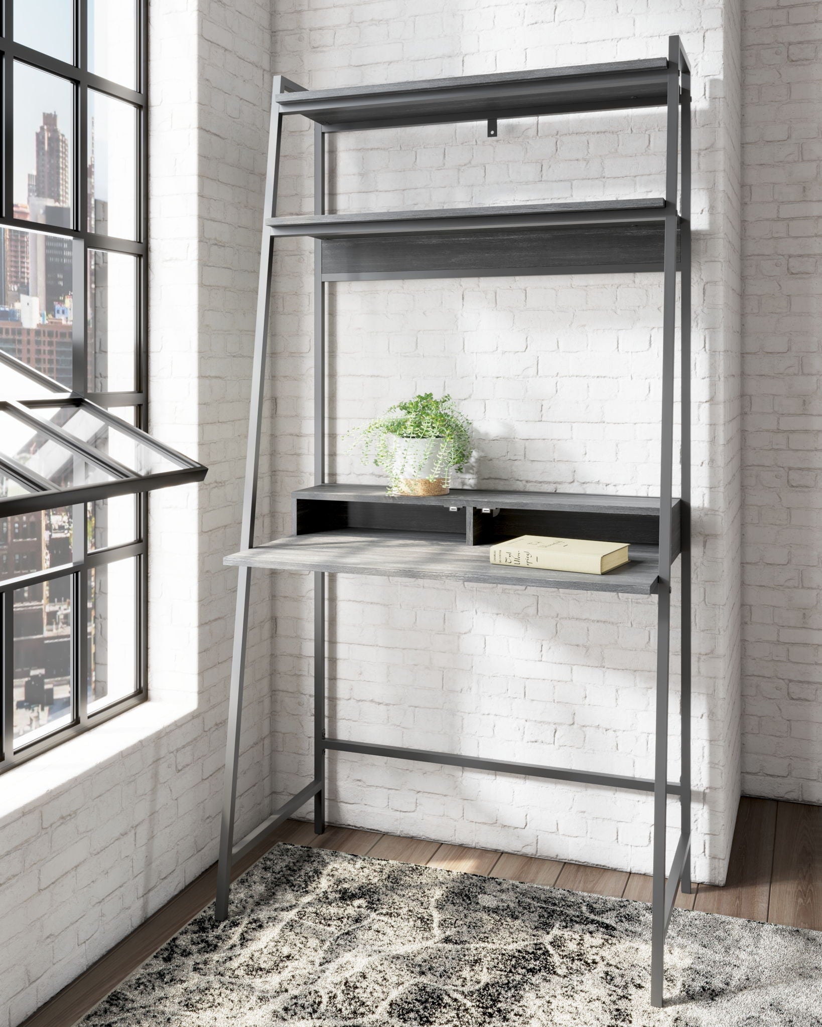 Yarlow - Black - Home Office Desk and Shelf - Urban Living Furniture (Los Angeles, CA)