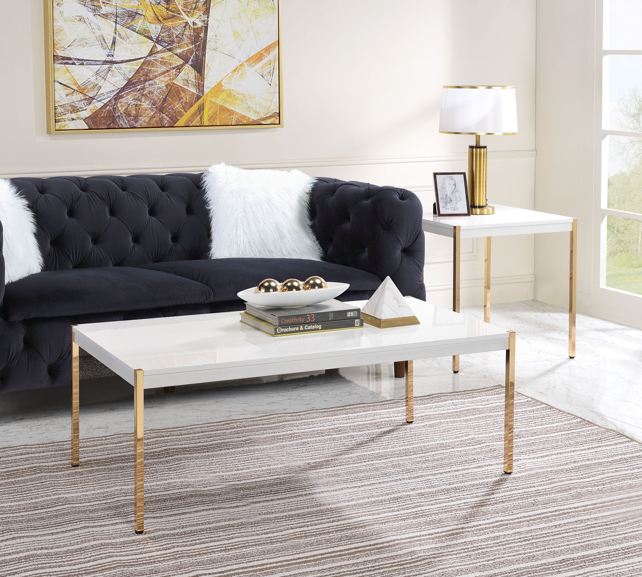 Otrac - End Table - White & Gold - Urban Living Furniture (Los Angeles, CA)