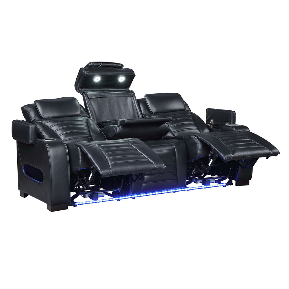 Ephron - Power Motion Sofa With Dropdown Table, Wireless Charging, Reading Light, Power Headrests & LED - Black - Urban Living Furniture (Los Angeles, CA)