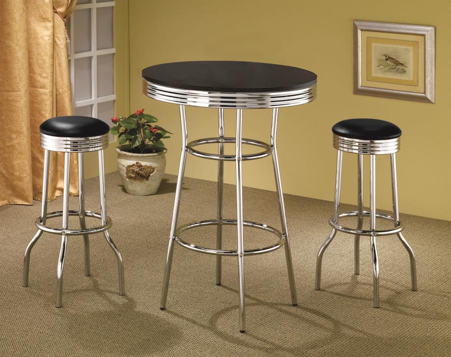 Retro - 3 Pieces Round 1950s Bistro Pub Bar Table Set - Urban Living Furniture (Los Angeles, CA)
