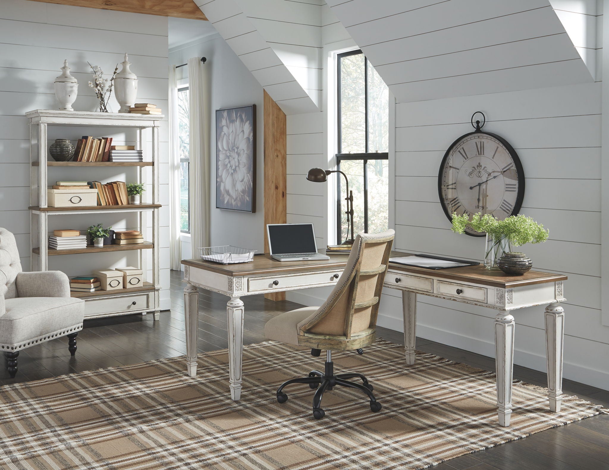 Realyn - White / Brown - Home Office L Shaped Desk - Urban Living Furniture (Los Angeles, CA)