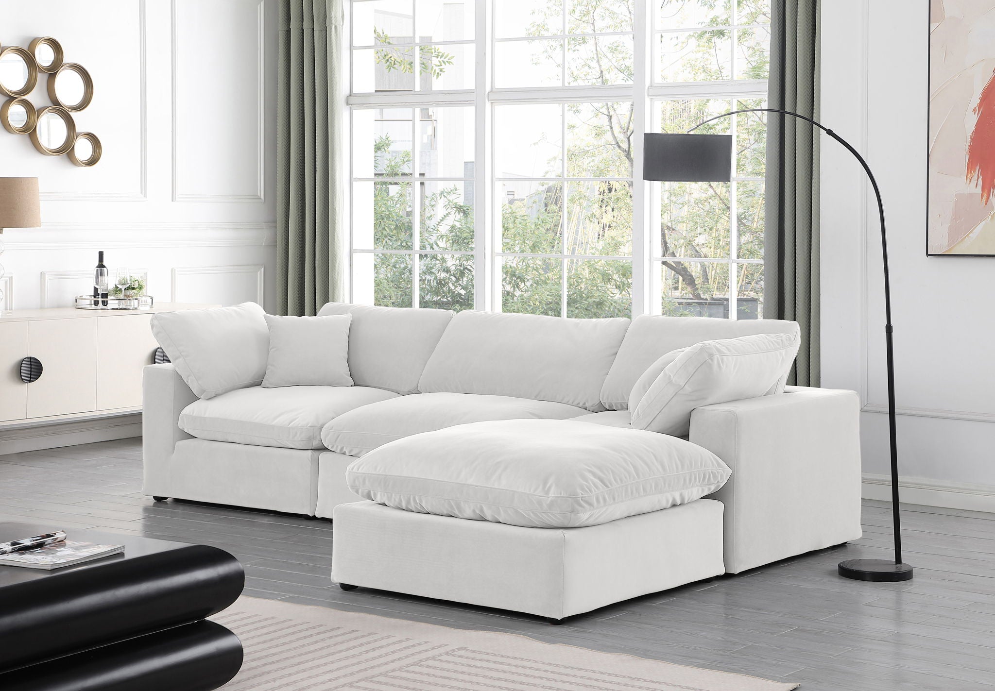 Comfy - 4 Piece Velvet Modular Sectional With Chaise - White - Urban Living Furniture (Los Angeles, CA)