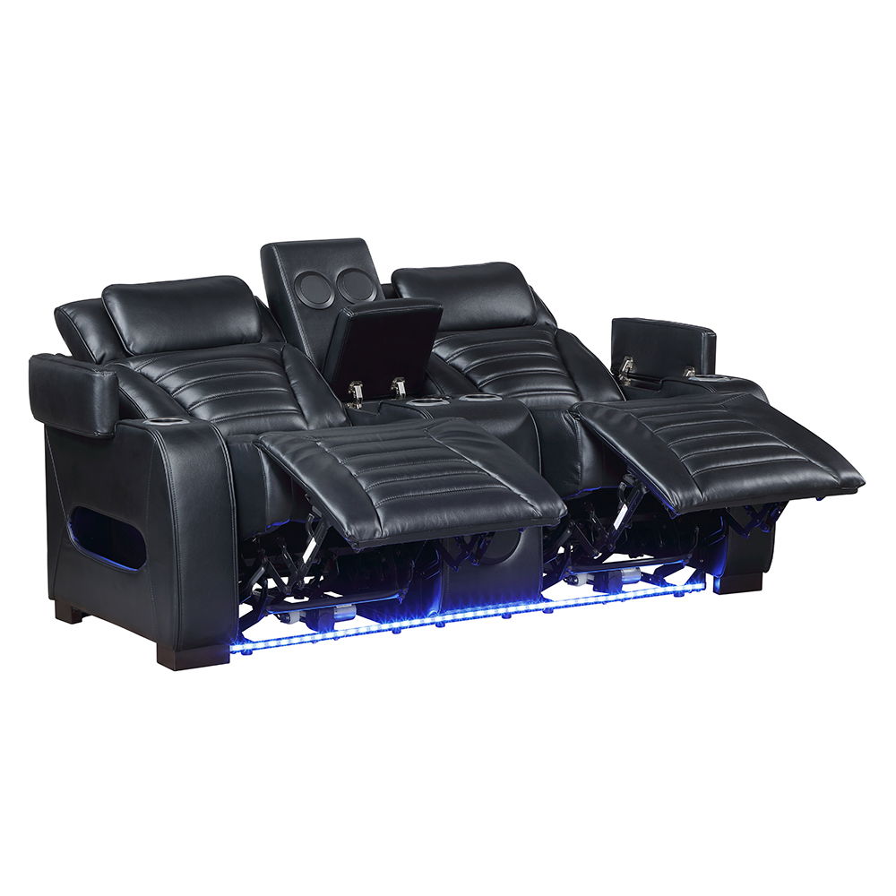 Ephron - Power Motion Loveseat With Console, Power Headrests, LED & Speakers - Black - Urban Living Furniture (Los Angeles, CA)