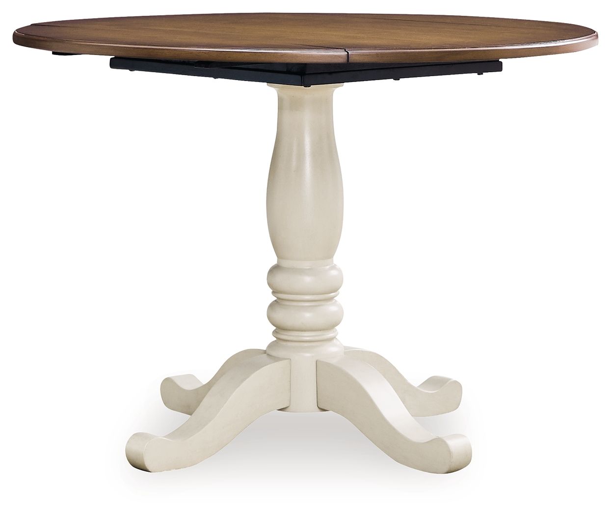 Wirloni - Round Dining Room Drop Leaf Table - Antique White / Brown - Urban Living Furniture (Los Angeles, CA)