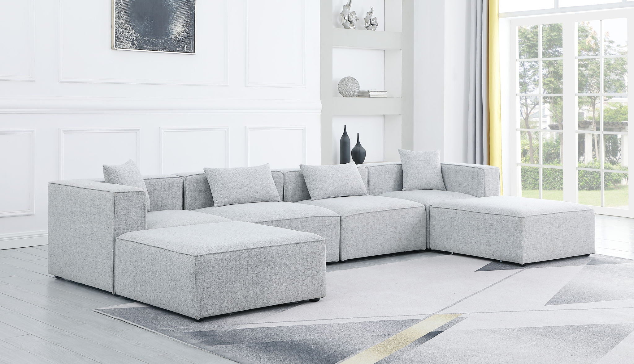 Cube - Linen 6 Piece Modular Double Chaise Sectional - Urban Living Furniture (Los Angeles, CA)