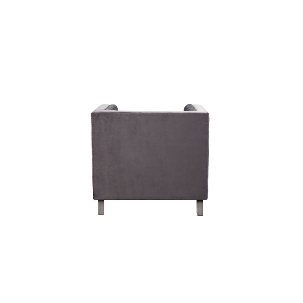 Hegio - Chair With Pillow - Gray Velvet - Urban Living Furniture (Los Angeles, CA)
