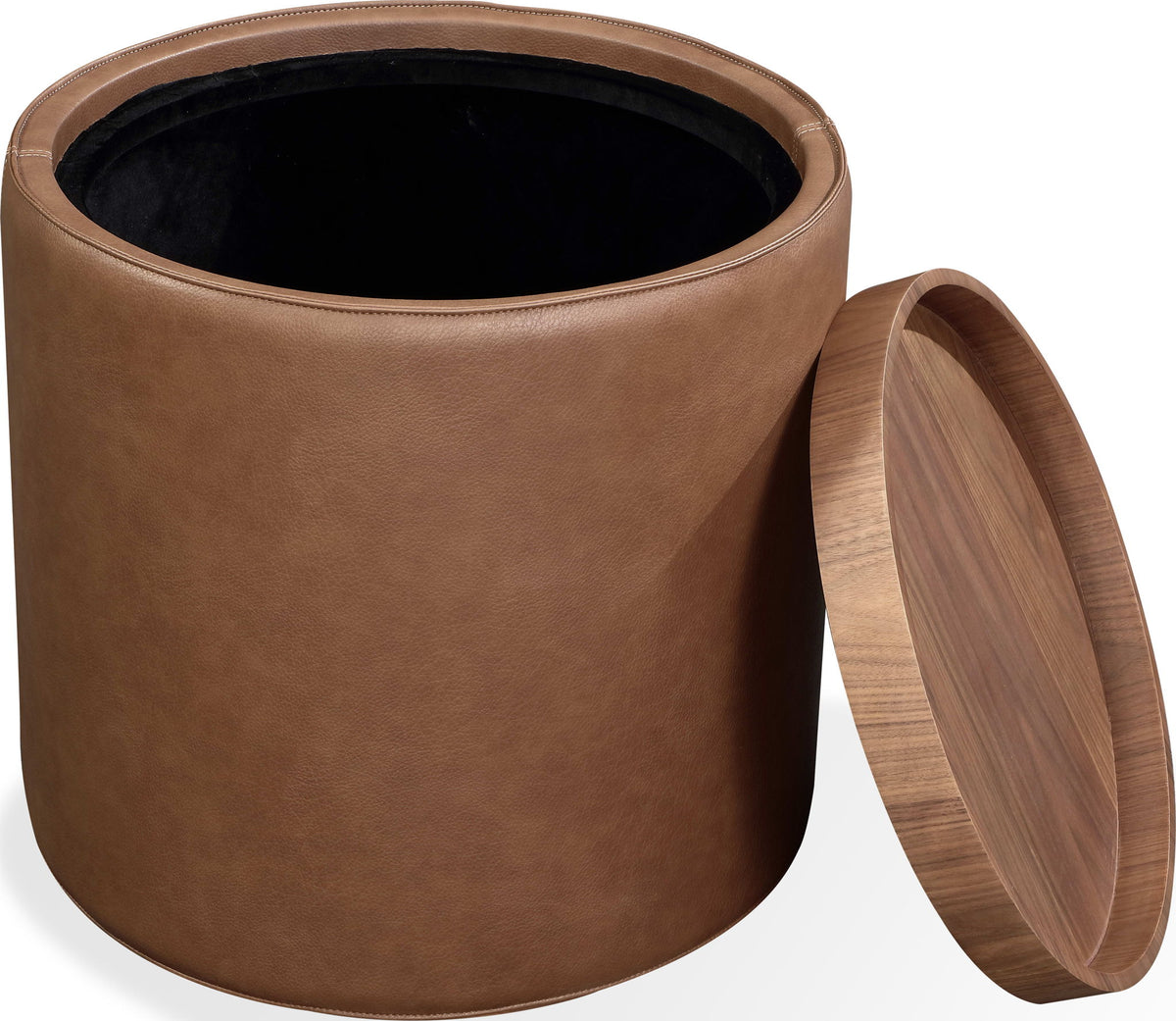 Yeal - Leather Upholstered Storage Table With Wooden Top