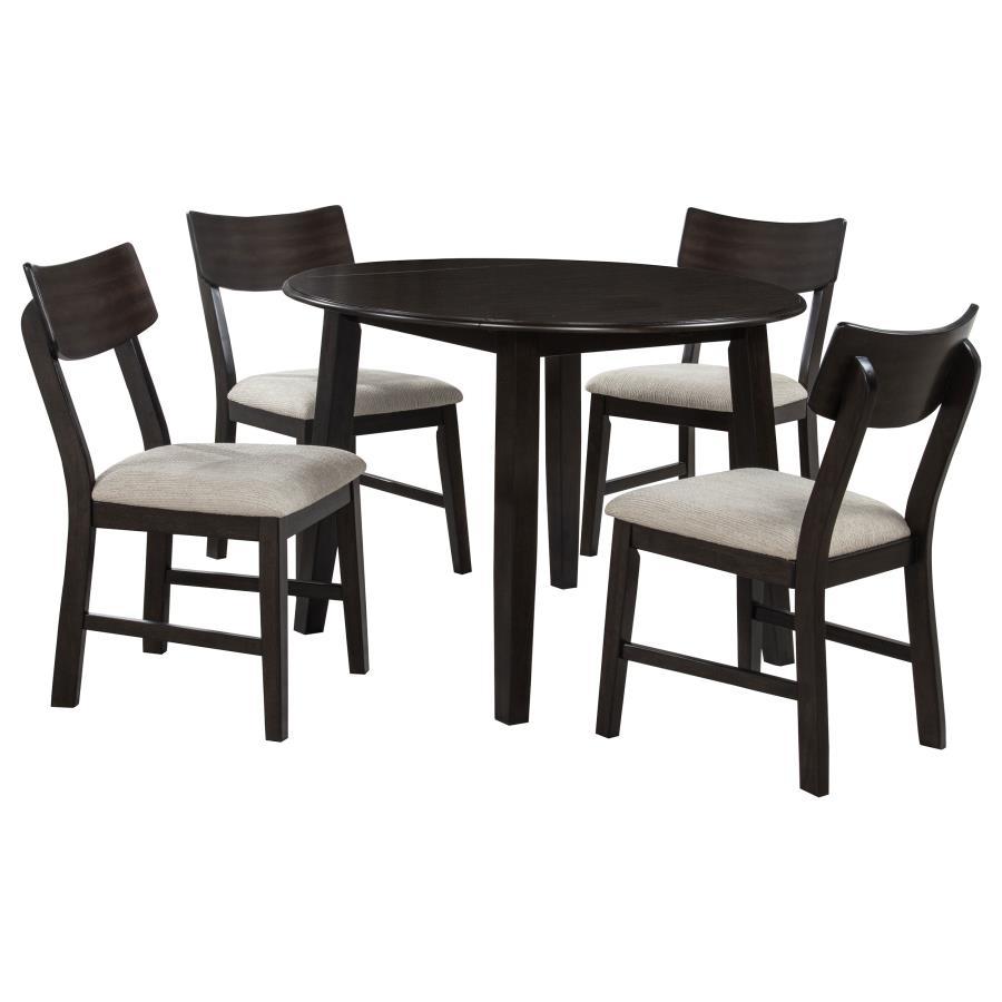 Catley - 5 Piece Round Drop Leaf Dining Table Set - Dark Coffee - Urban Living Furniture (Los Angeles, CA)