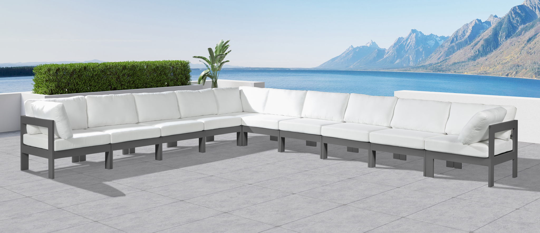Nizuc - Outdoor Patio 10 Piece Modular Sectional With Gray Frame - Urban Living Furniture (Los Angeles, CA)