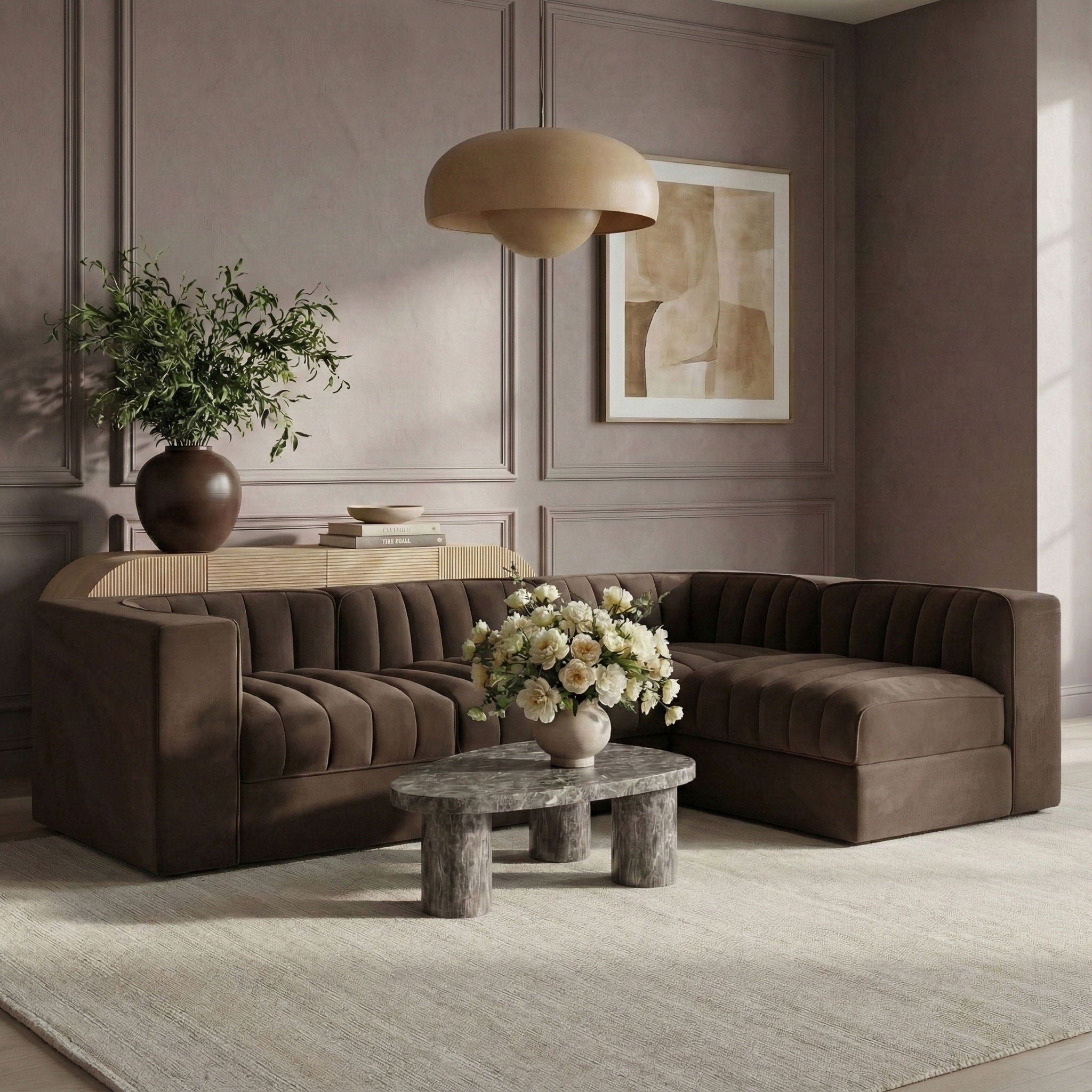 Rummi - Velvet Performance Fabric Upholstered 4 Piece Modular Sectional - Urban Living Furniture (Los Angeles, CA)