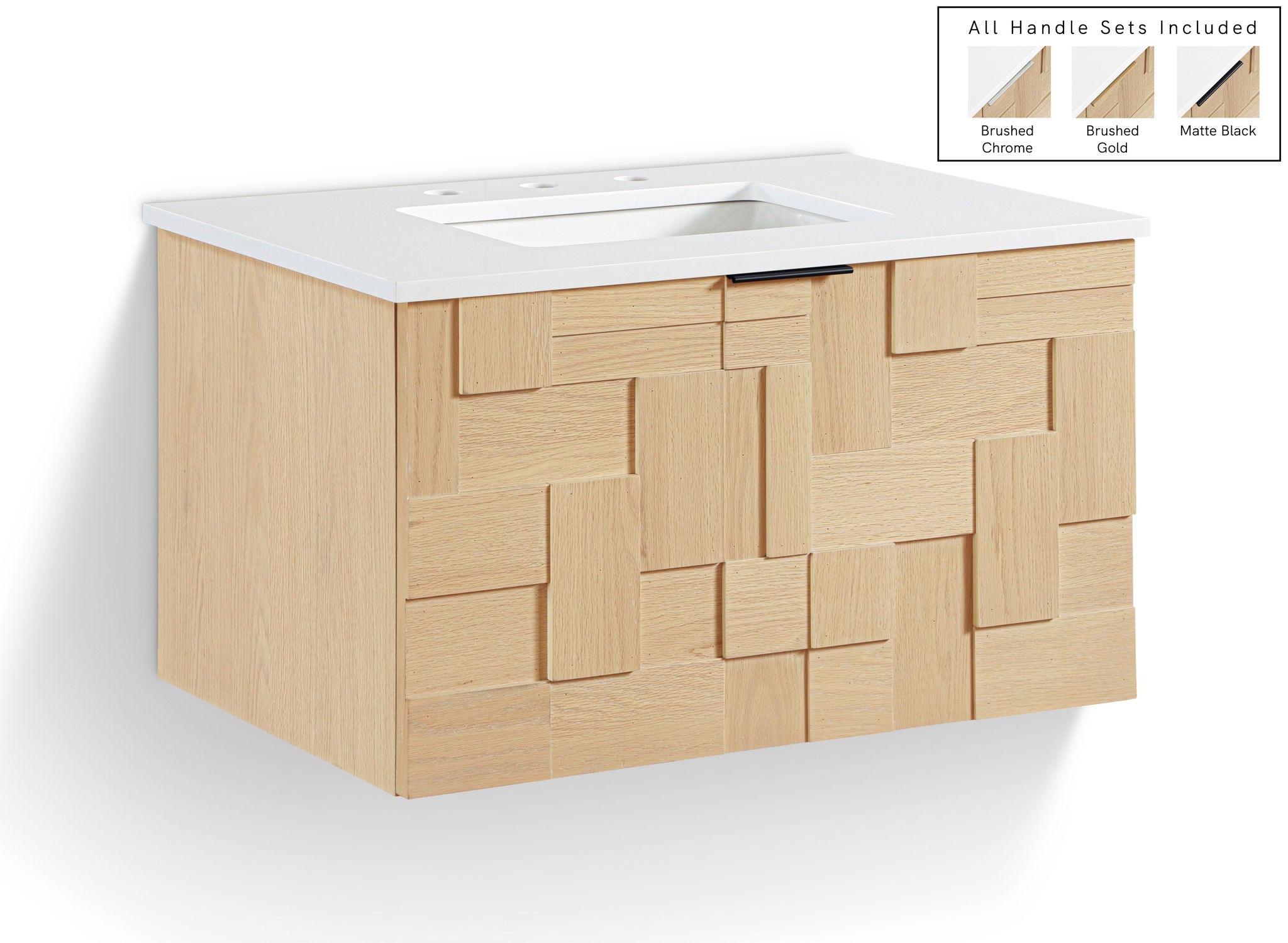 Leonardo - Engineered Stone And Solid Wood 24" Wall Mounted Bathroom Vanity - Urban Living Furniture (Los Angeles, CA)
