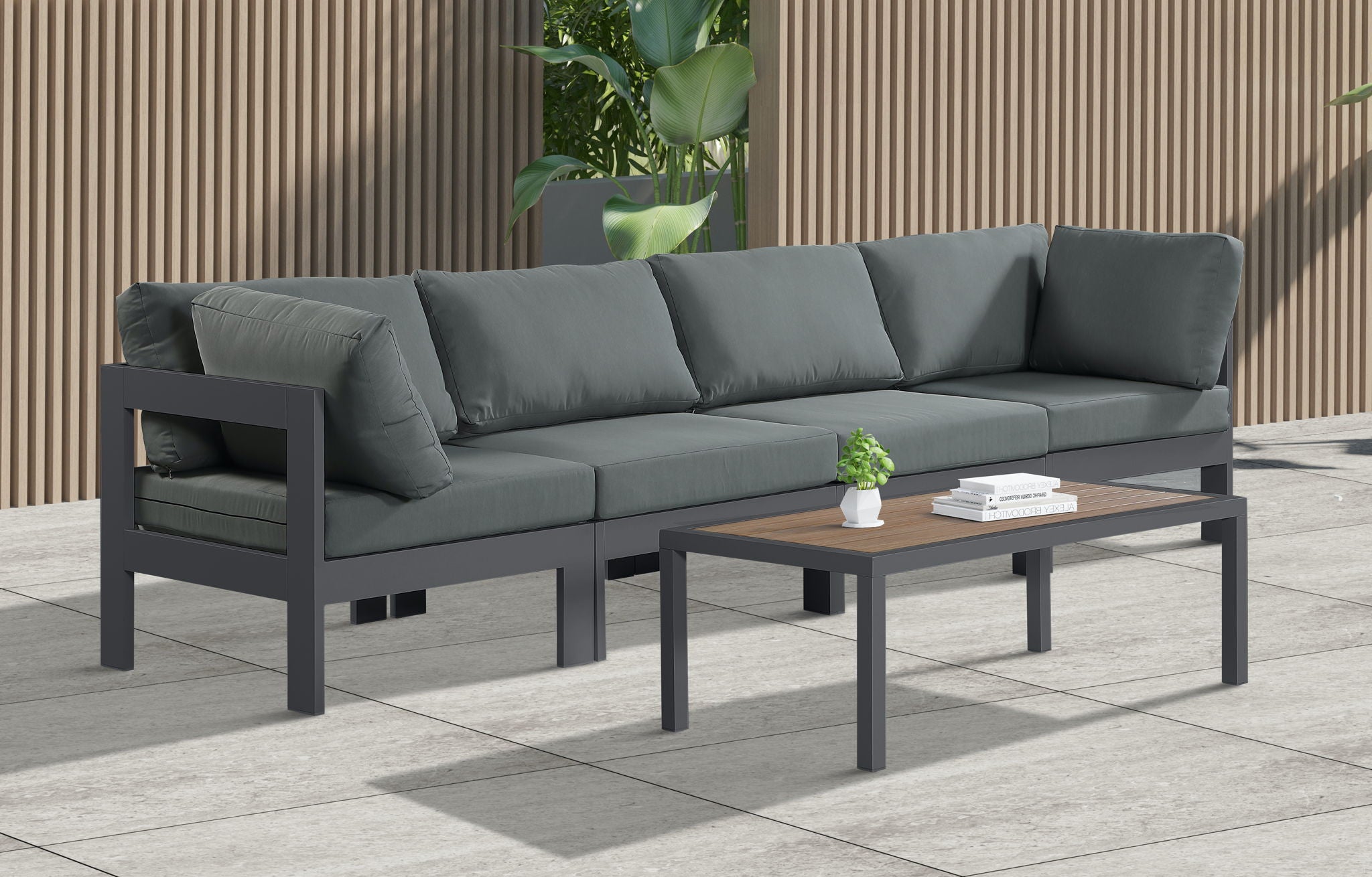 Nizuc - Outdoor Patio 4 Seat Modular Sofa With Gray Frame - Urban Living Furniture (Los Angeles, CA)