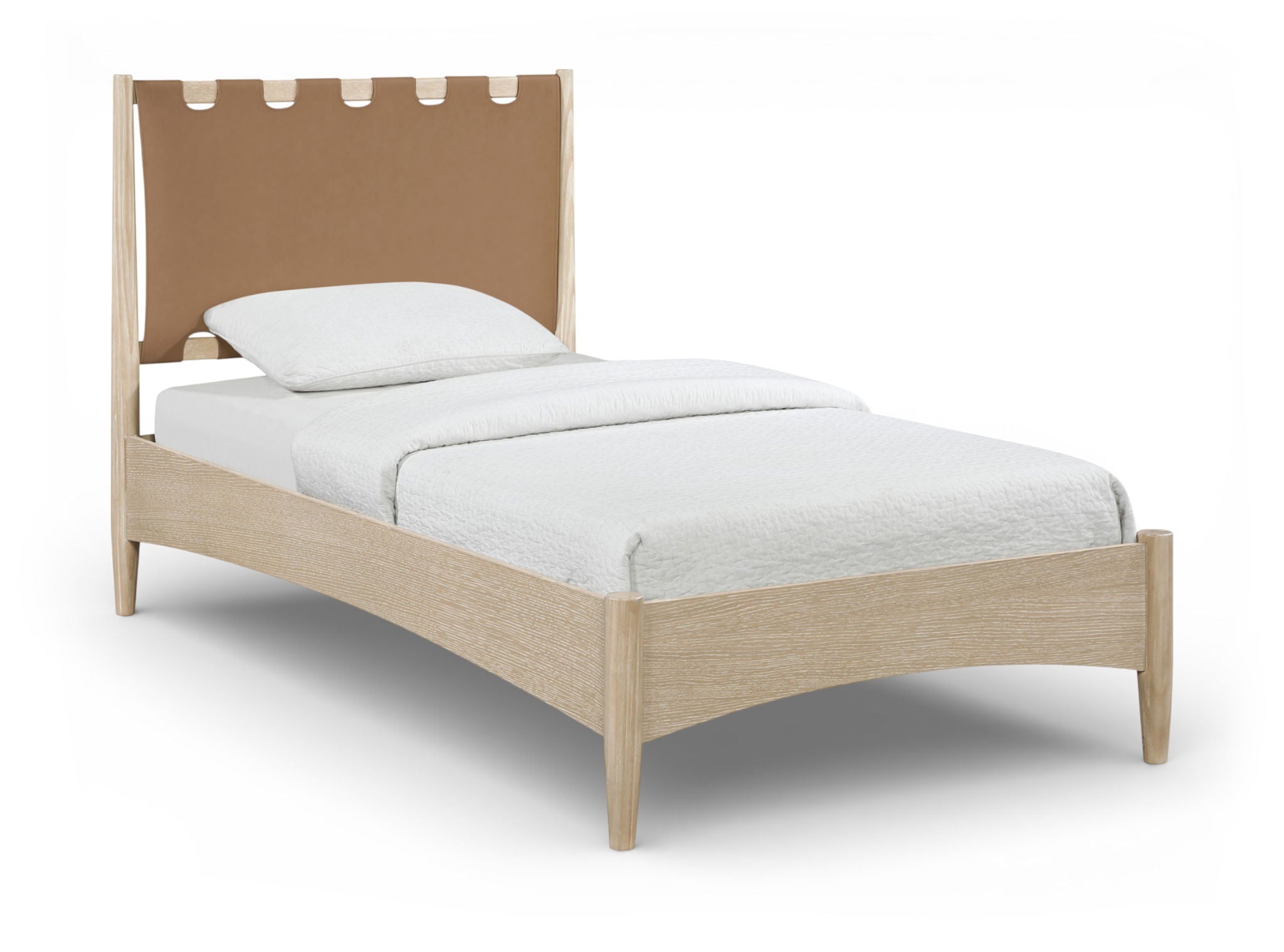 Santos - Vegan Leather Headboard And Wood Bed - Waxed Natural Frame - Urban Living Furniture (Los Angeles, CA)