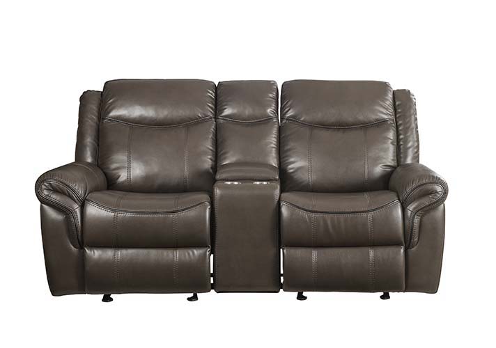 Lydia - Motion Loveseat With USB & Console - Brown Leather Aire - Urban Living Furniture (Los Angeles, CA)