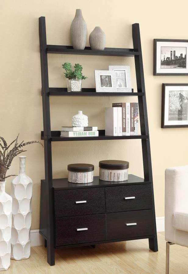 Colella - 5-Shelf Storage Ladder Bookshelf - Cappuccino - Urban Living Furniture (Los Angeles, CA)