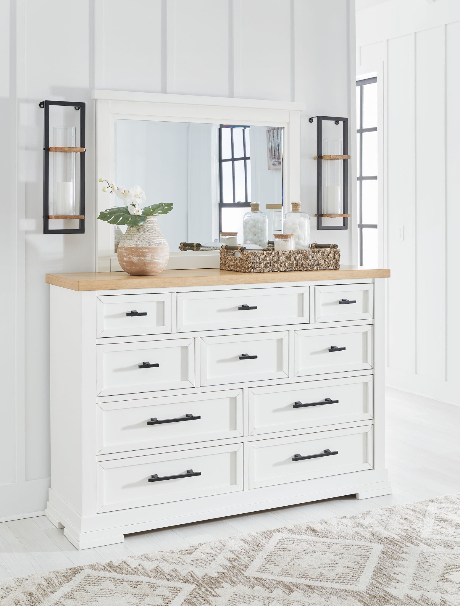 Ashbryn - White / Natural - Dresser And Mirror - Urban Living Furniture (Los Angeles, CA)