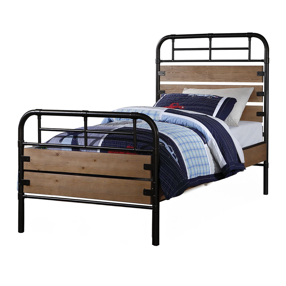 Adams - Twin Bed - Antique Oak & Black - Urban Living Furniture (Los Angeles, CA)